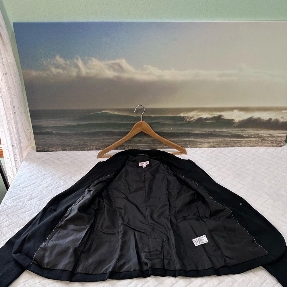 Euc $48 Merona Target Suit Coat Jacket Blazer Career Black Pockets Black 2 XS - Picture 4 of 10